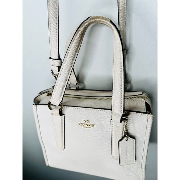 COACH White Mini Square Crossbody Top Handle Hand Bag Purse - Picture 5 of 14